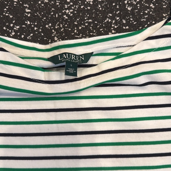 Ralph Lauren Boat Neck shirt top size Large Lrg L womens blue white stripes - Picture 6 of 12